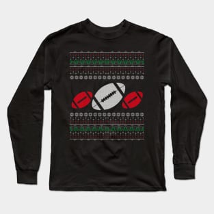 Football Ugly Christmas Sweater Gift For Rugby Sports Lover Long Sleeve T-Shirt